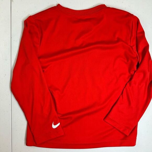 EUC NIKE Dri Fit Boys Red Baseball Graphic Long Sleeve Athletic Tee Shirt Size 7 - Picture 5 of 6